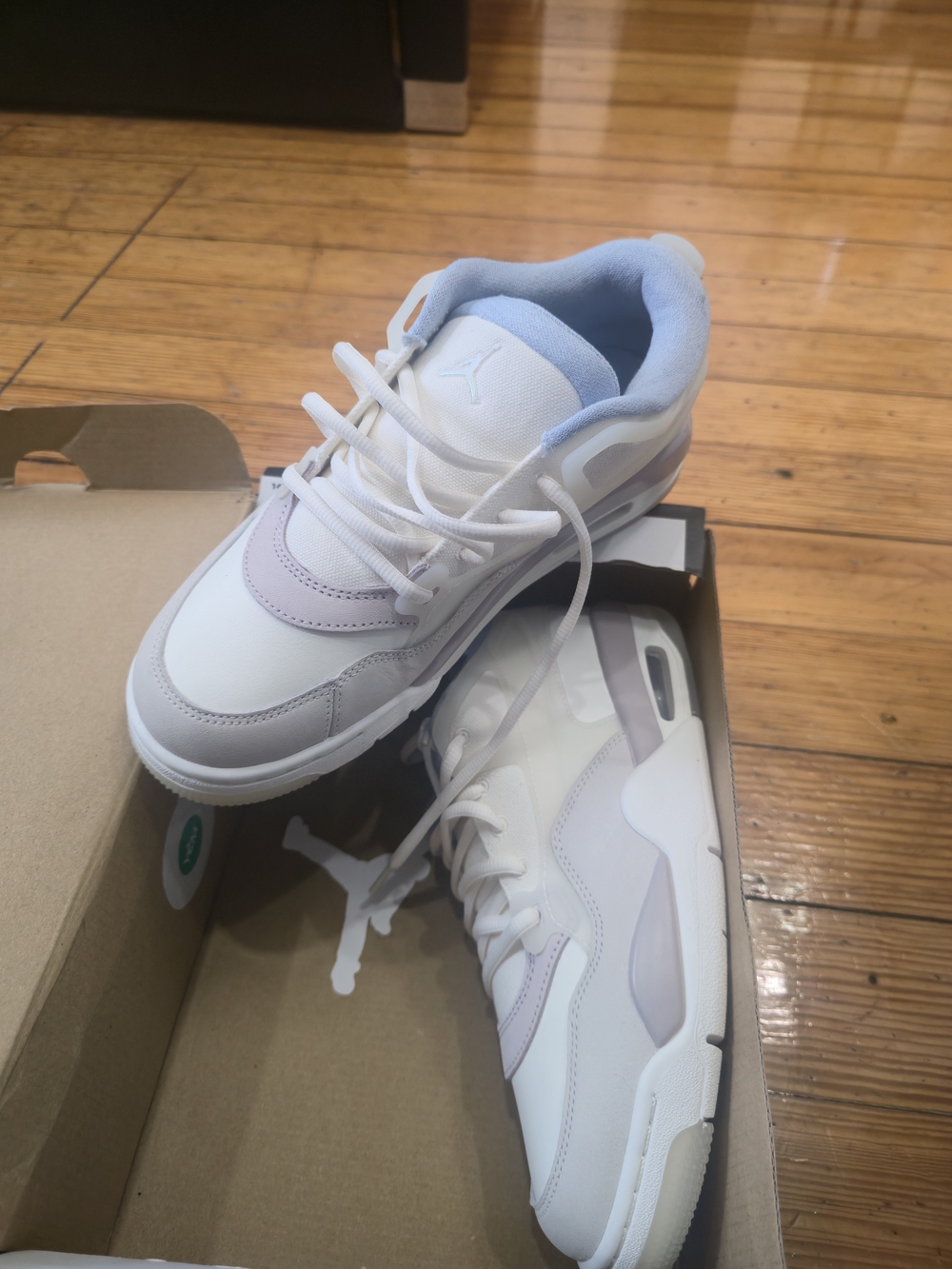 Jordan Kids White Sneakers with Light Blue Accents